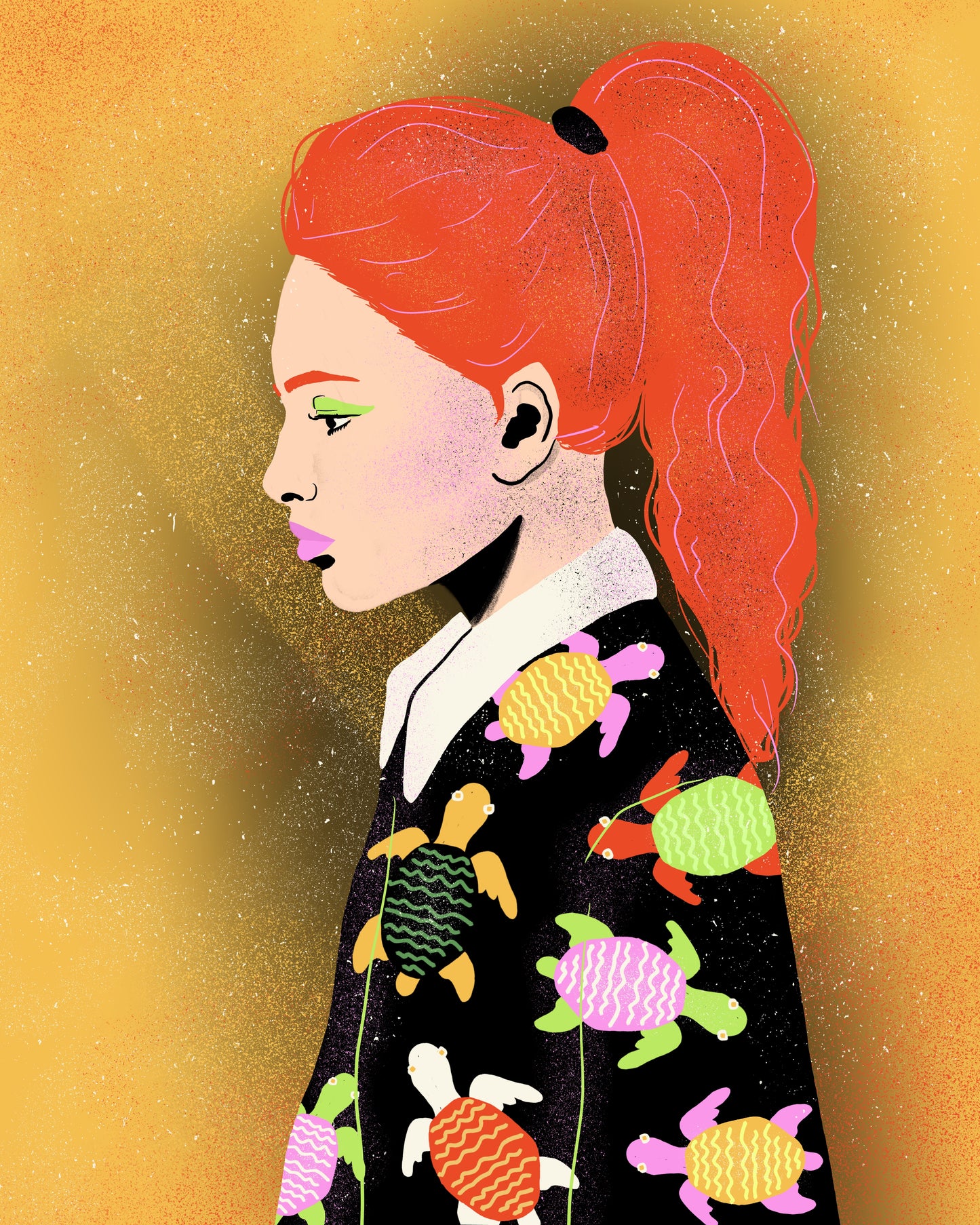 Girl in Turtle Shirt Print