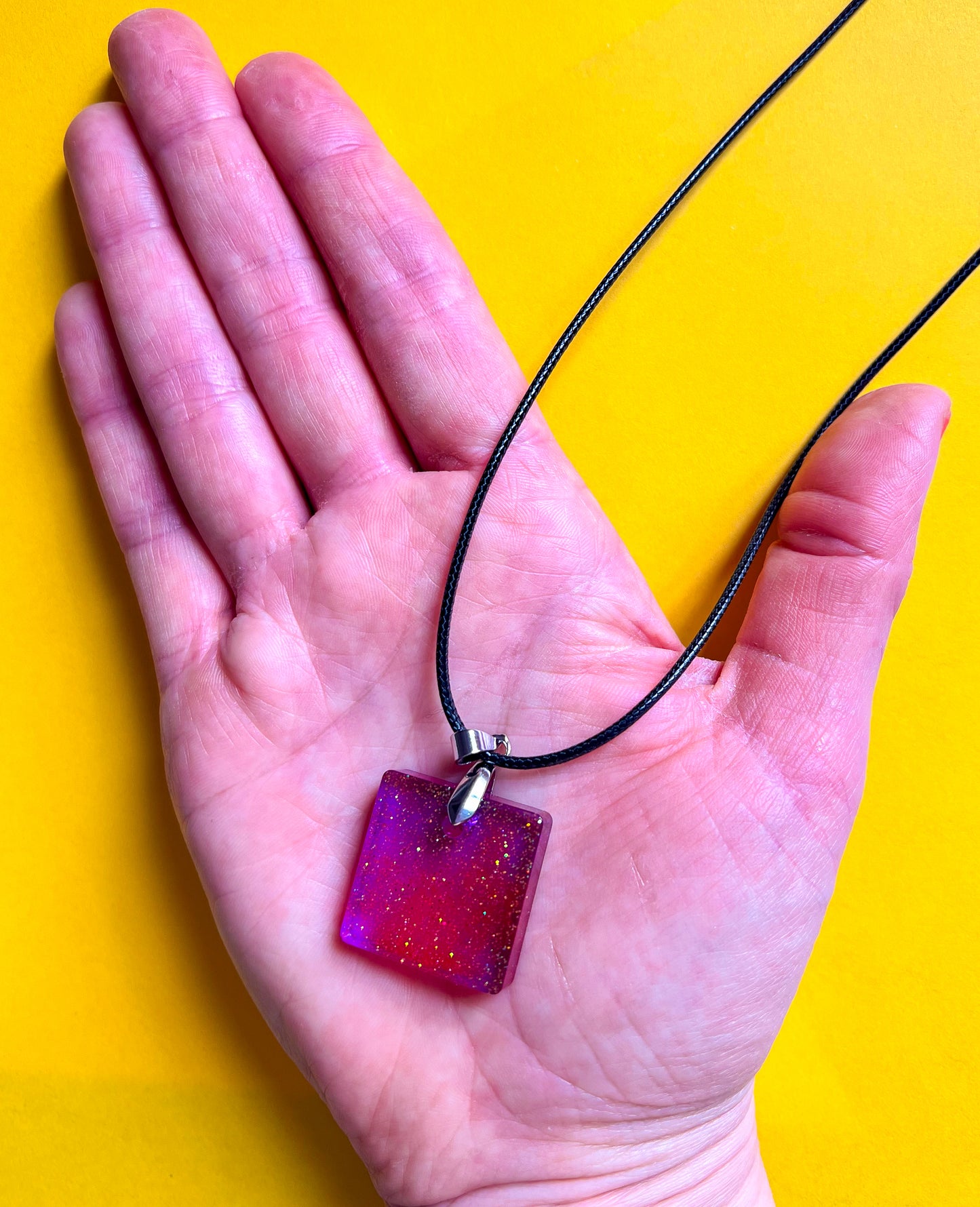 Square Purple Sparkly Necklace
