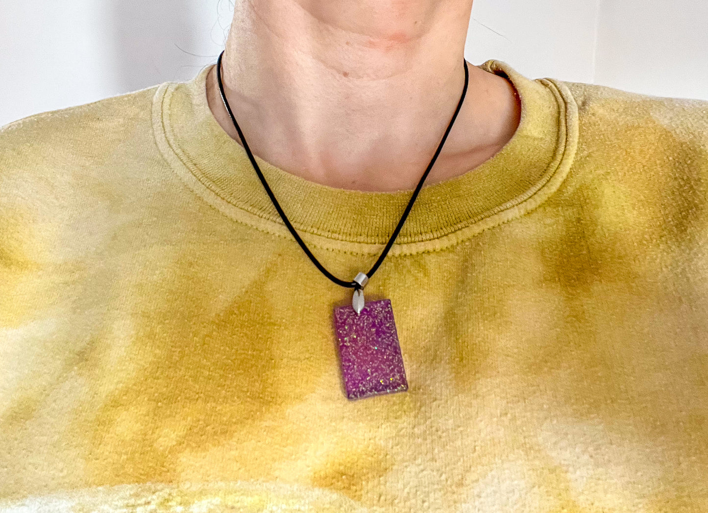 Rectangle Purple Sparkly Necklace