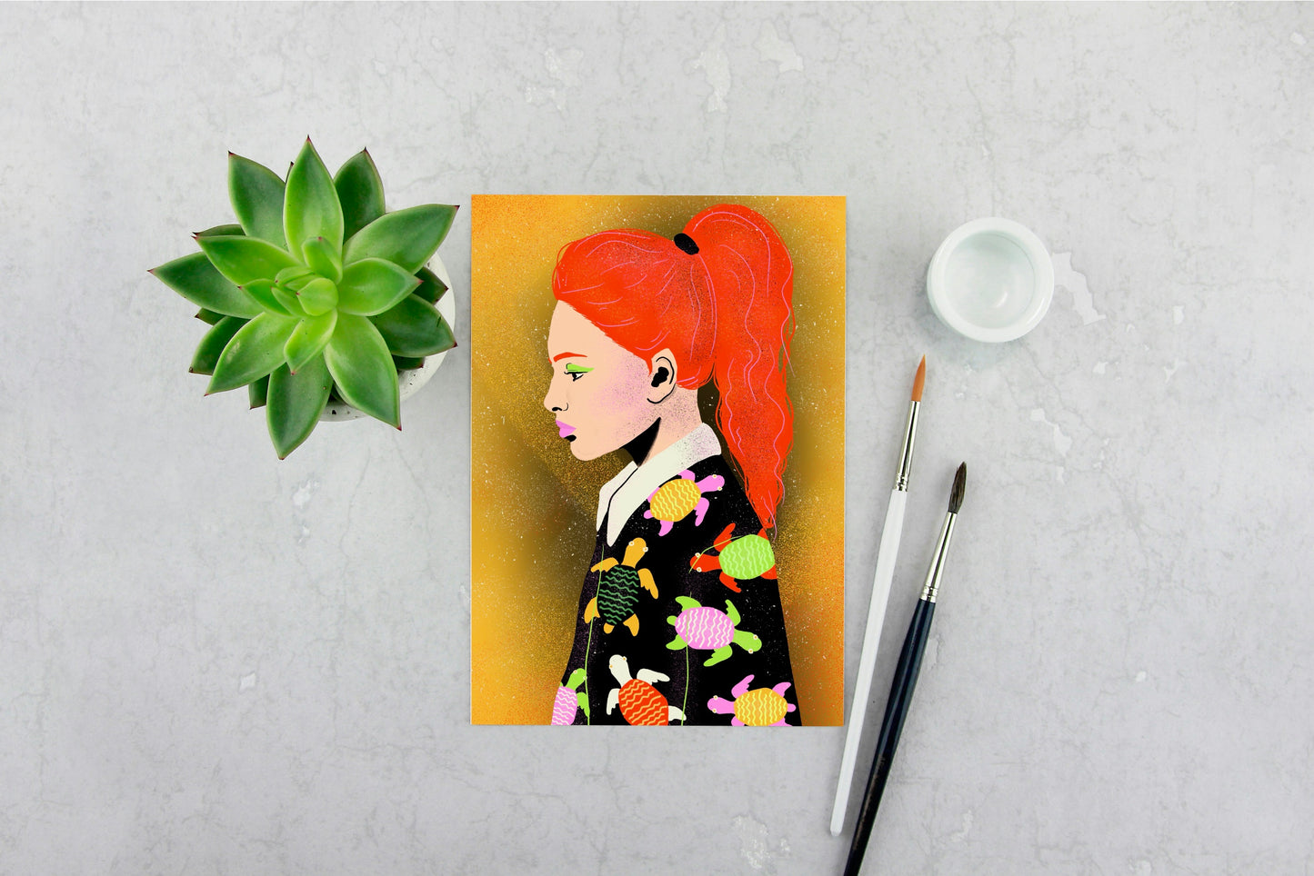 Girl in Turtle Shirt Print