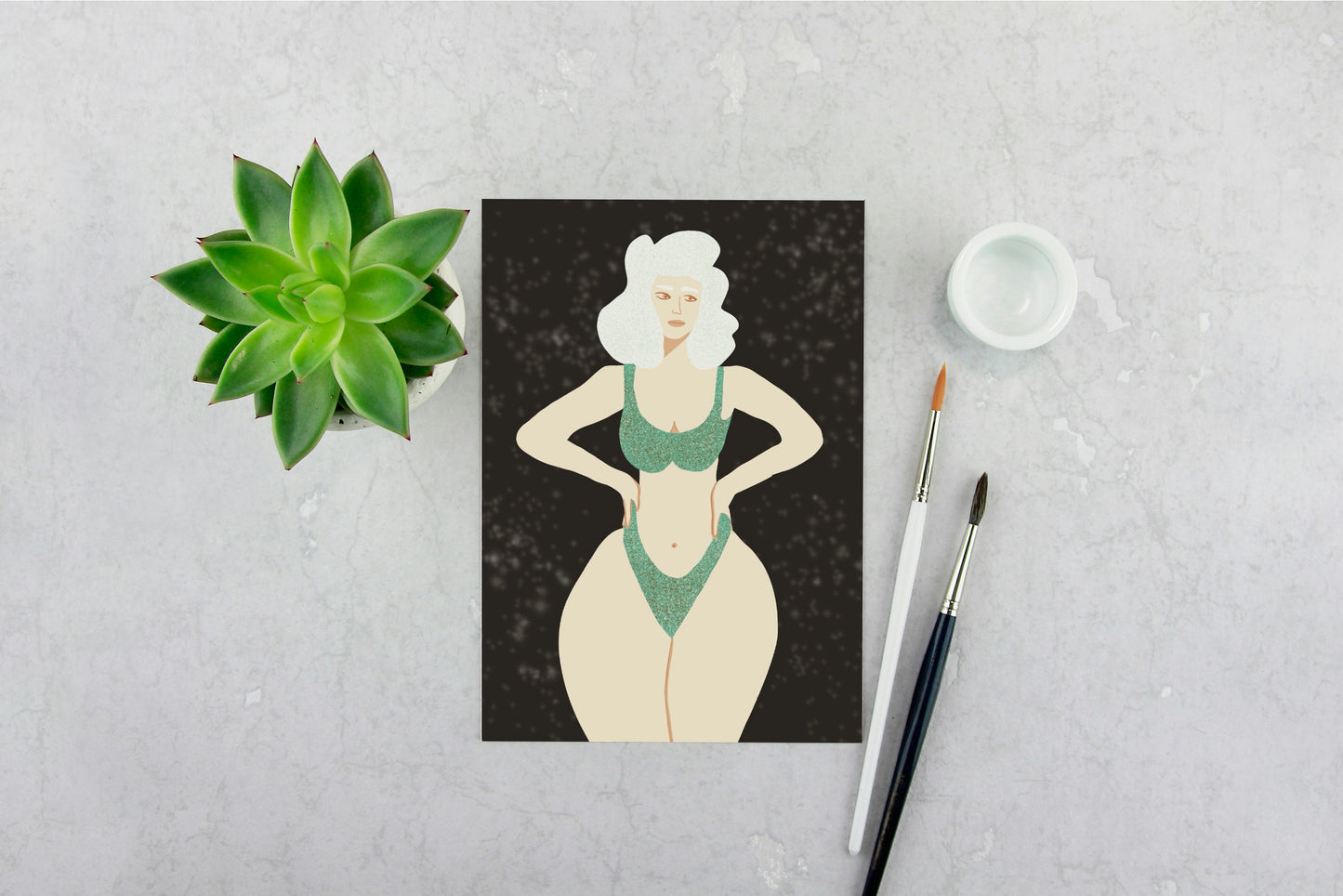 Girl in Underwear Print