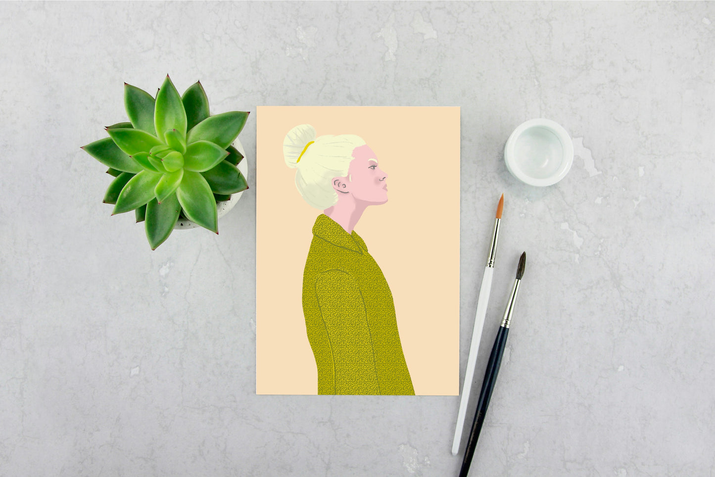 Girl in Green Coat Print