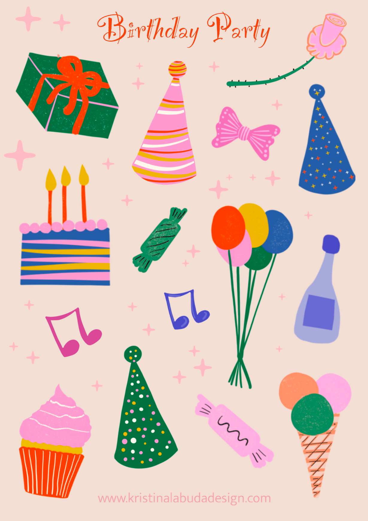 Birthday Party Sticker Sheet