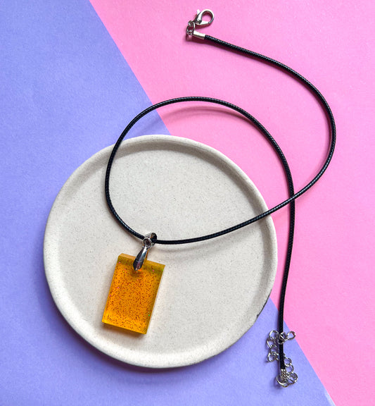 Rectangle Yellow Sparkly Necklace