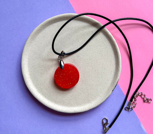 Round Red Sparkly Necklace