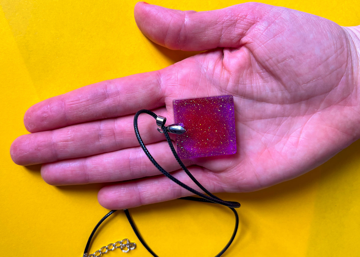 Square Purple Sparkly Necklace