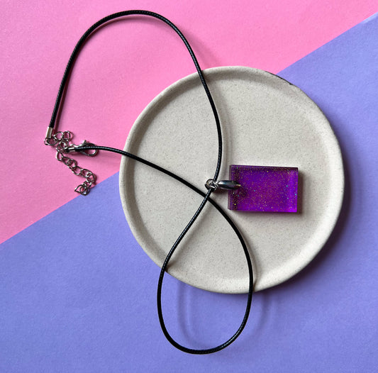 Rectangle Purple Sparkly Necklace