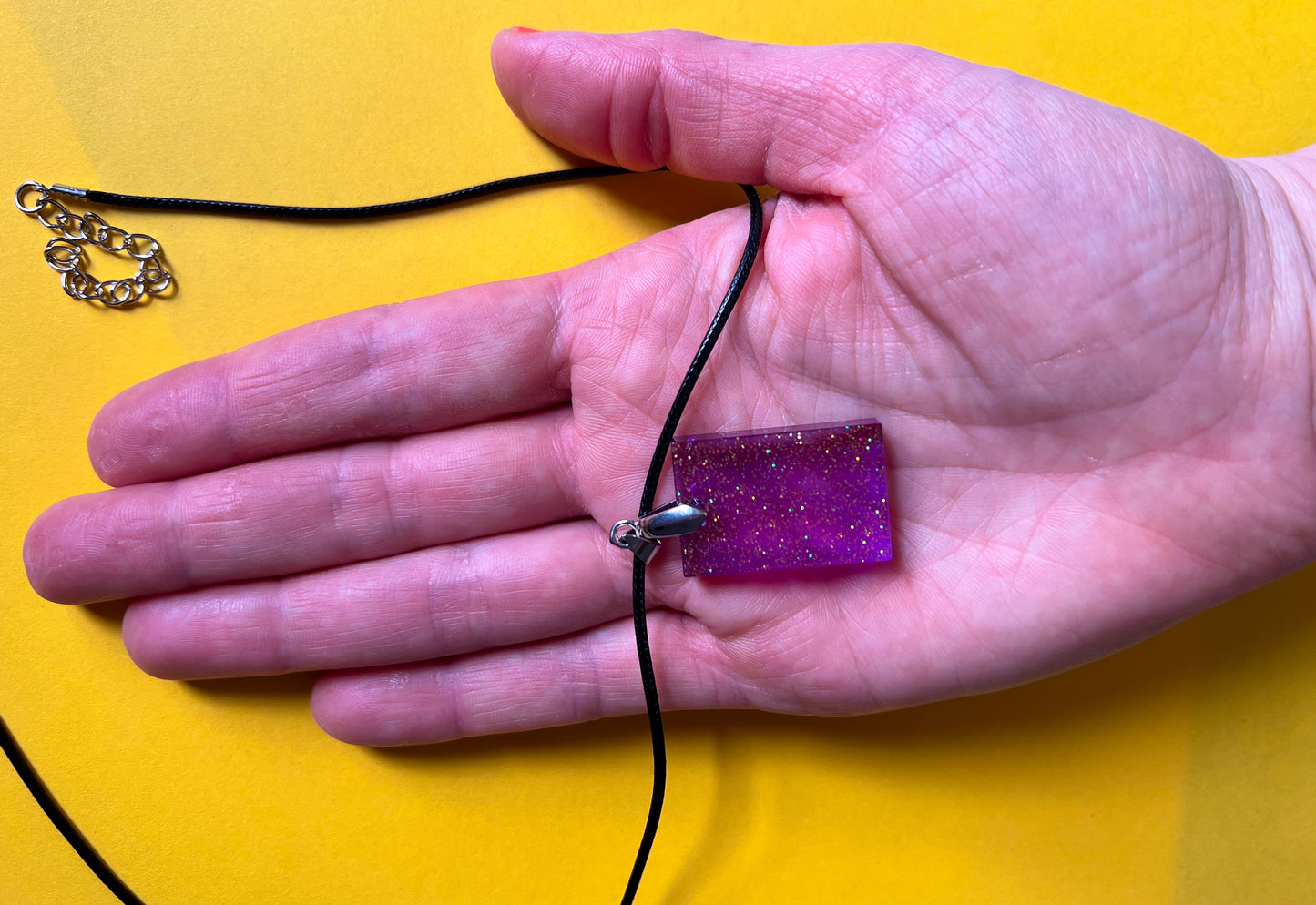 Rectangle Purple Sparkly Necklace