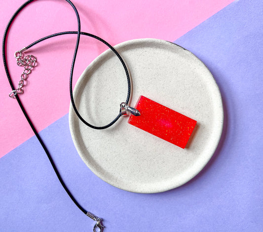 Rectangle Red Sparkle Necklace