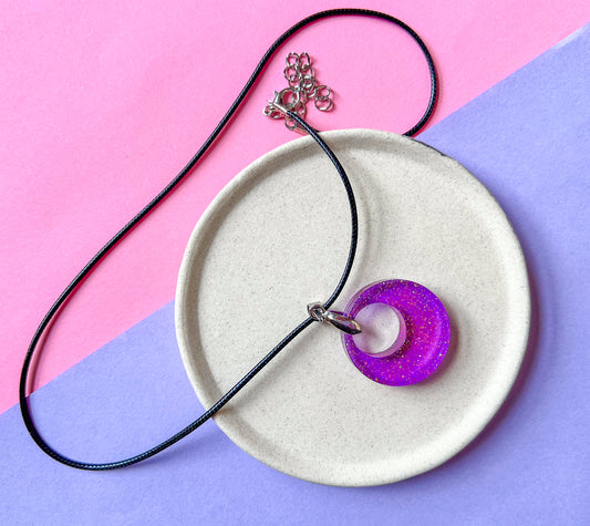 Round Purple Sparkly Necklace