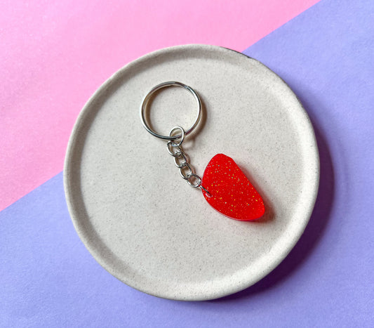 Organic Red Sparkly Keychain