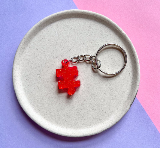 Abstract Red Sparkly Keychain