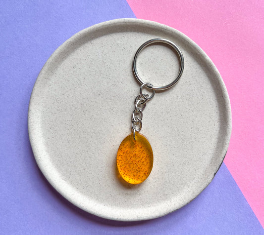 Oval Yellow Sparkly Keychain