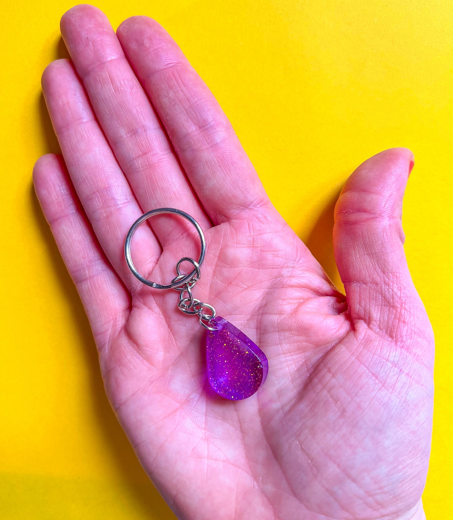 Teardrop Purple Sparkly Keychain