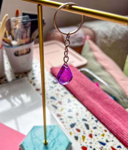 Teardrop Purple Sparkly Keychain