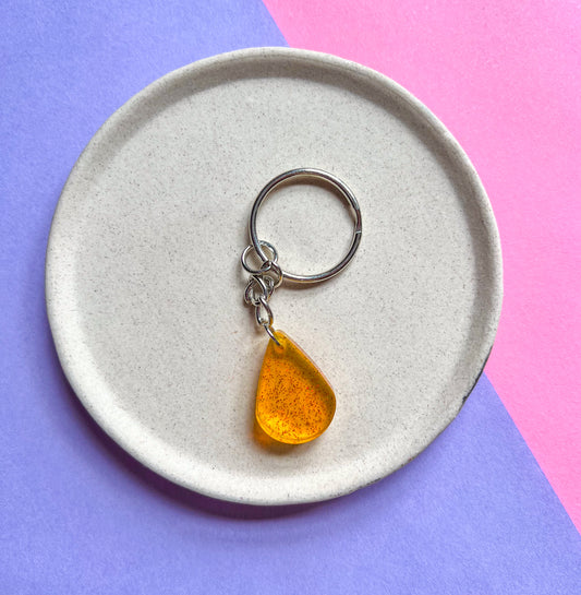 Teardrop Yellow Sparkly Keychain