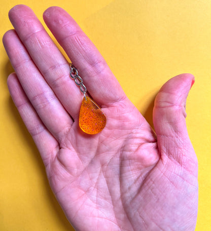 Teardrop Yellow Sparkly Keychain