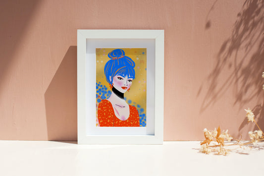 Blue Haired Girl Print