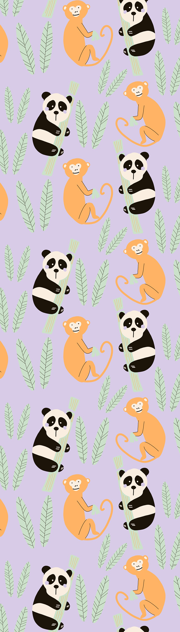 Panda Monkey Pattern Bookmark