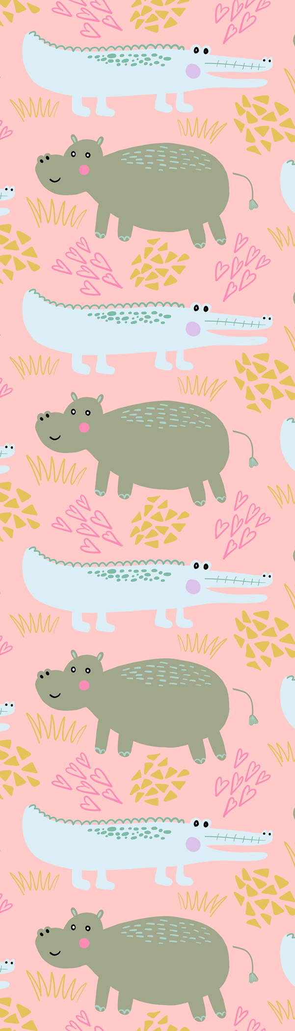 Hippo Crocodile Pattern Bookmark