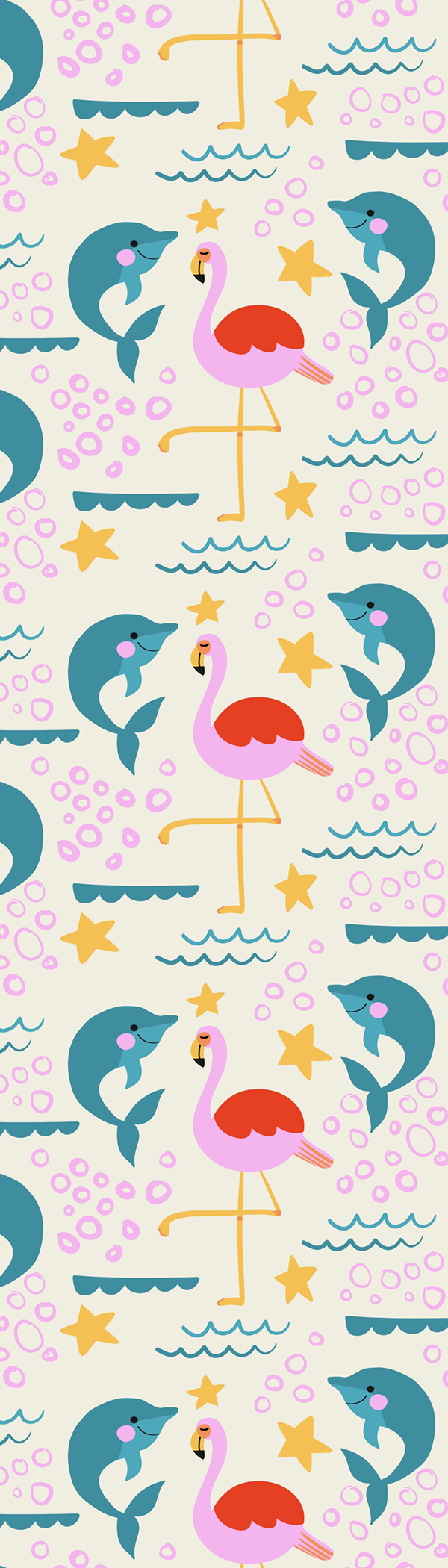 Flamingo  Dolphin Pattern Bookmark