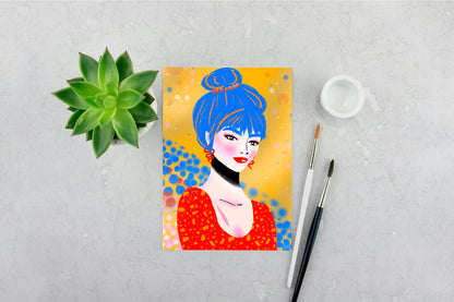 Blue Haired Girl Print