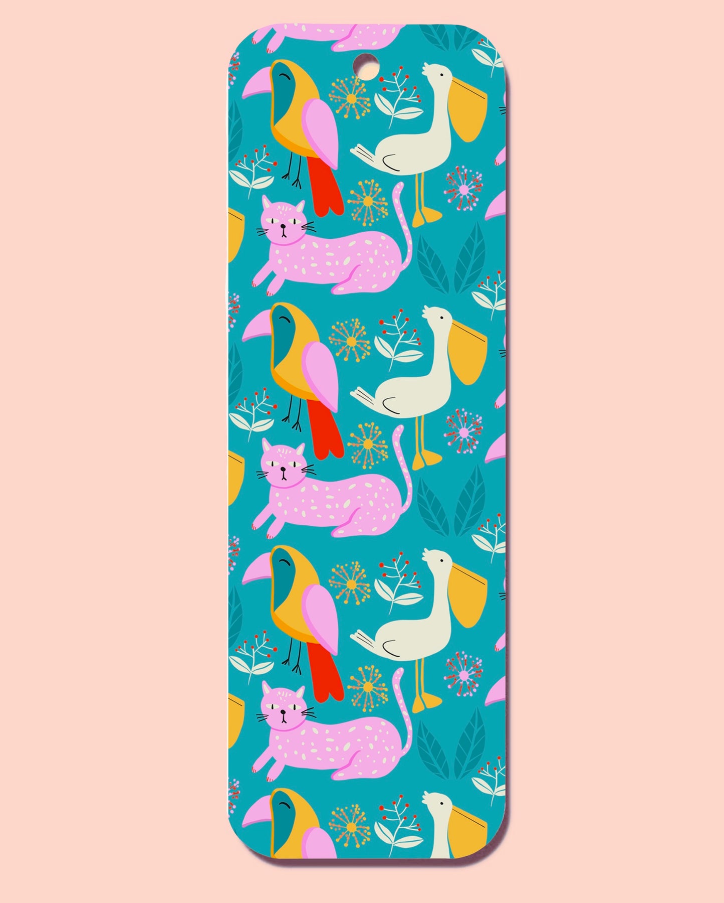 Cat Pelican Pattern Bookmark