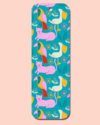 Cat Pelican Pattern Bookmark