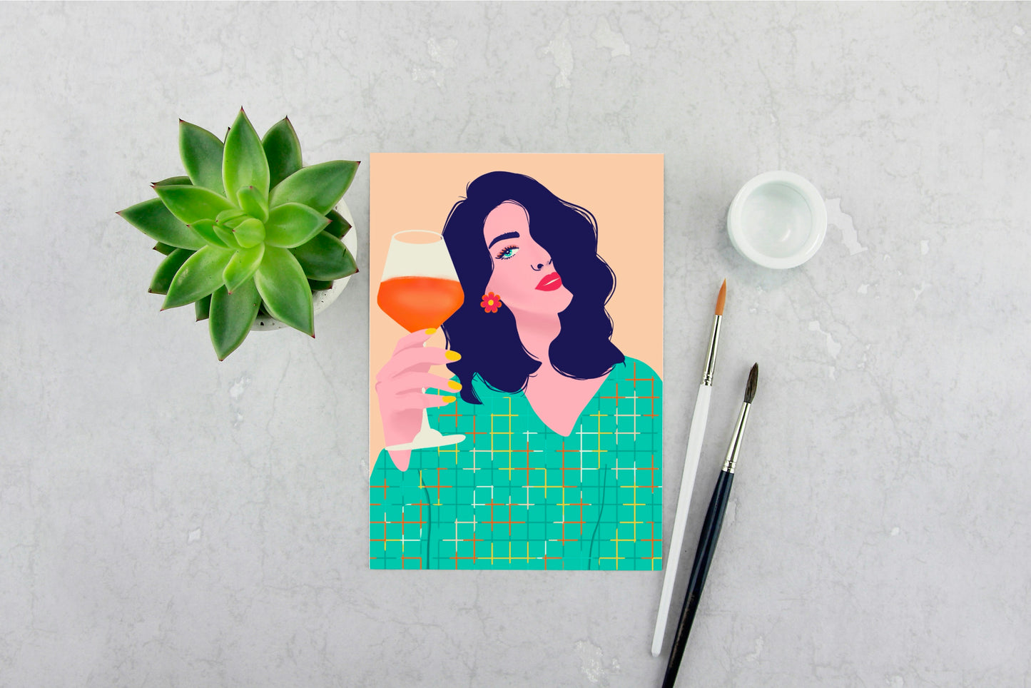 Girl with a Drink Print