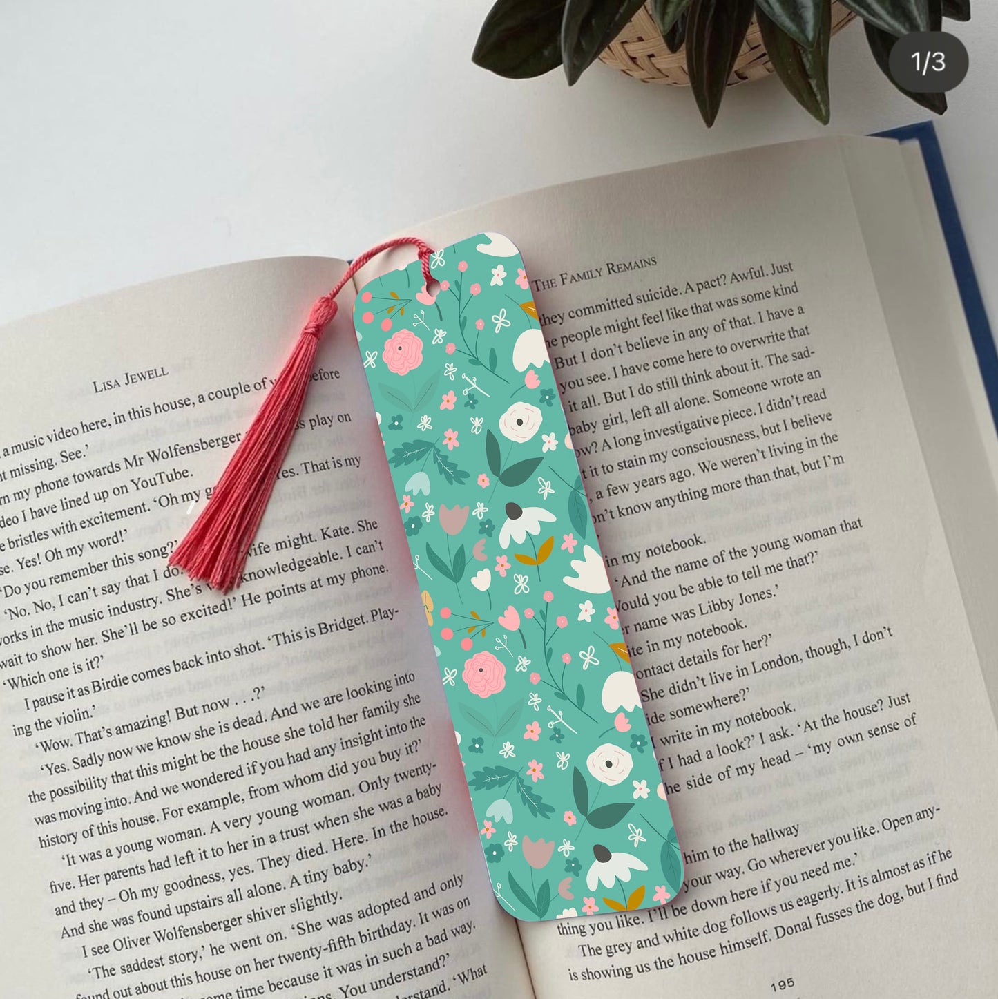 Flower Pattern Green Pink White Bookmark