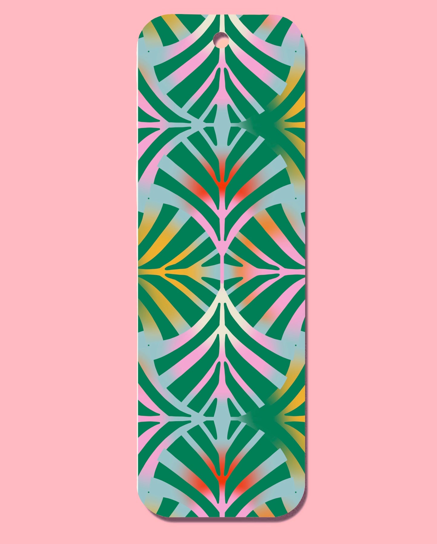 Geometric Pattern Green Pink Bookmark