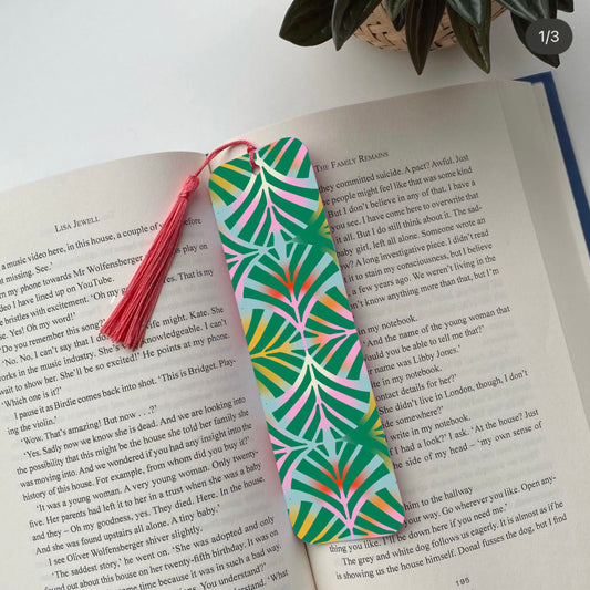 Geometric Pattern Green Pink Bookmark