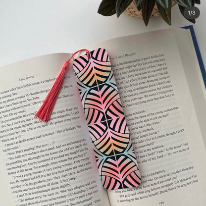 Geometric Pattern Black Pink Bookmark