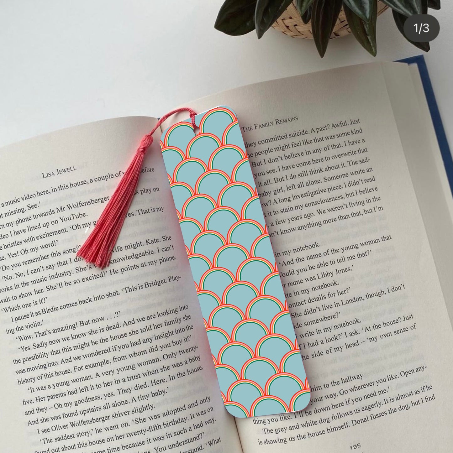 Geometric Pattern Blue Pink Bookmark