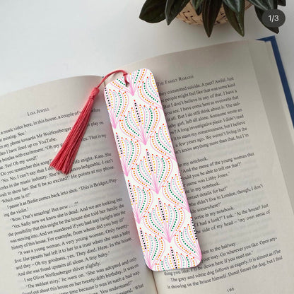 Geometric Pattern Pink Yellow Bookmark