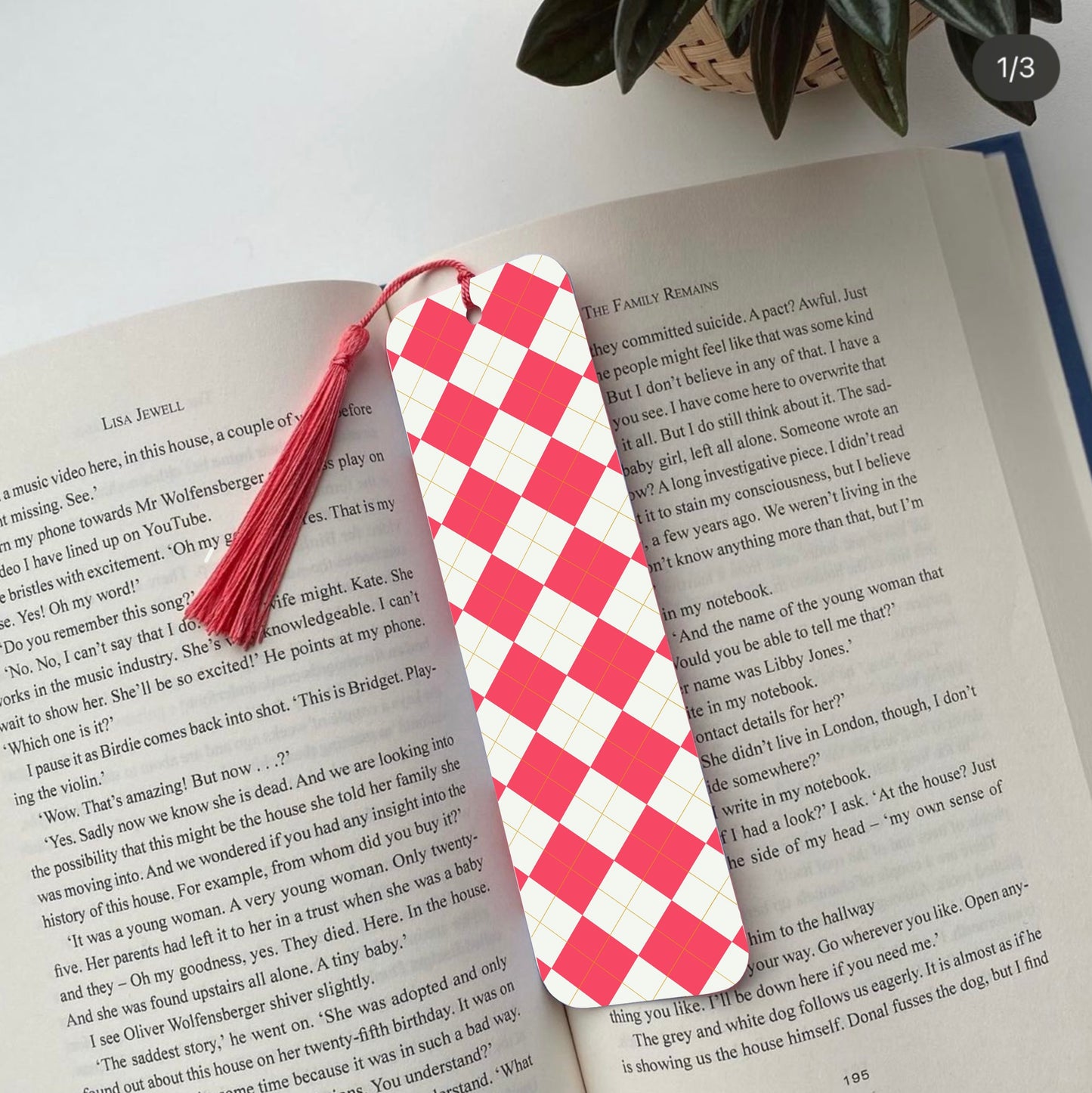 Geometric Pattern Red White Bookmark