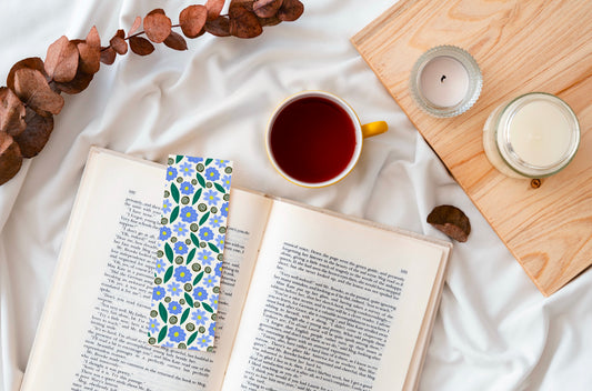 Blue Flower Pattern Bookmark